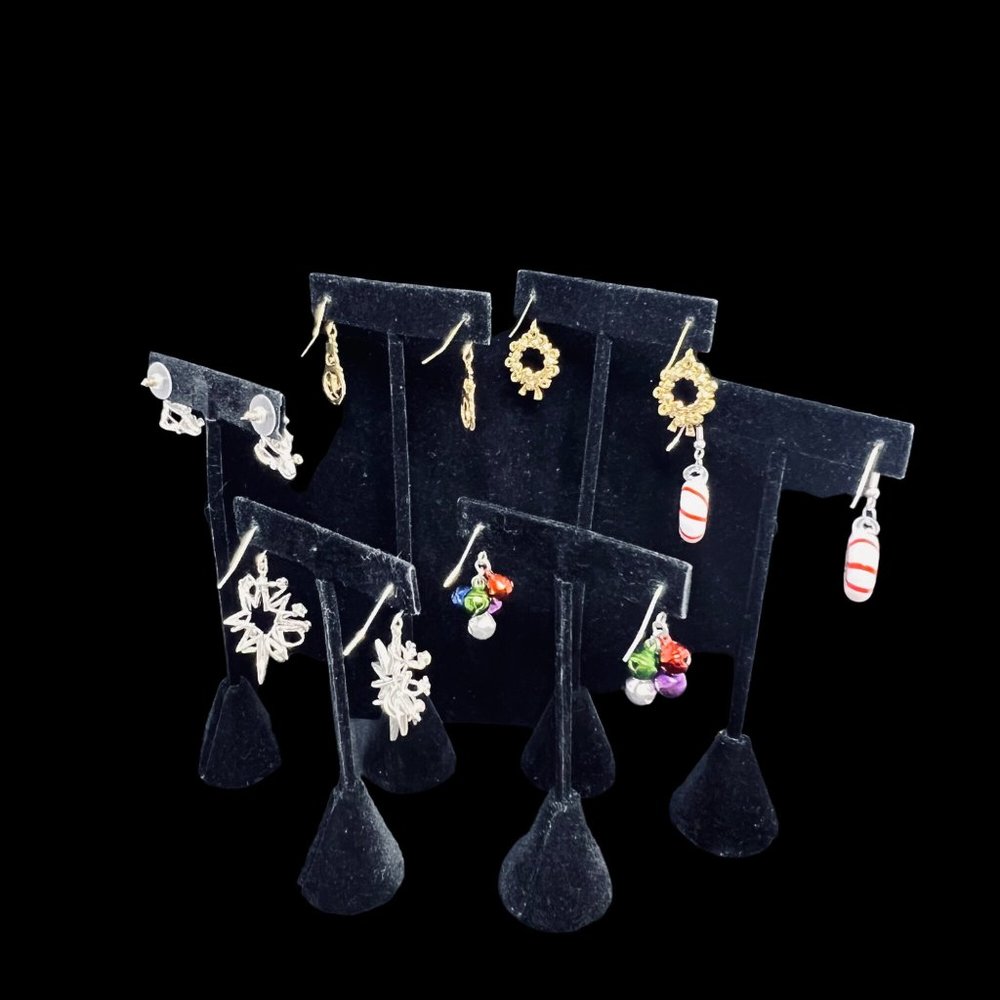 Lot Of Christmas Pierced Earrings Star, Bell, Candy, Tree, Snowman & Wreath 4663 - Picture 2 of 8